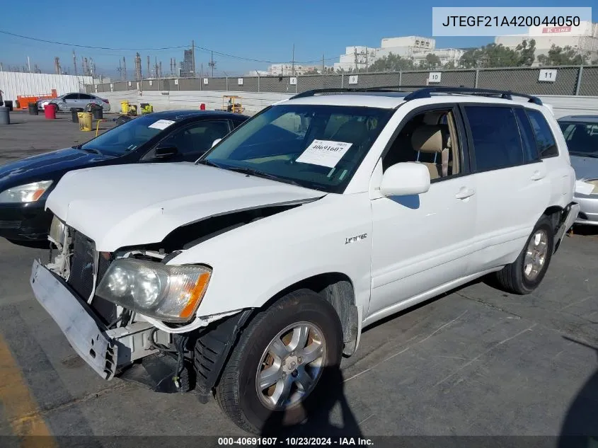 2002 Toyota Highlander Limited V6 VIN: JTEGF21A420044050 Lot: 40691607