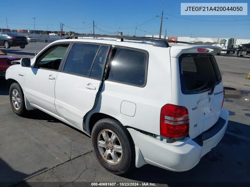 2002 Toyota Highlander Limited V6 VIN: JTEGF21A420044050 Lot: 40691607