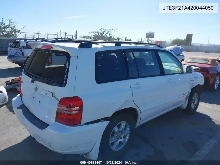 2002 Toyota Highlander Limited V6 VIN: JTEGF21A420044050 Lot: 40691607