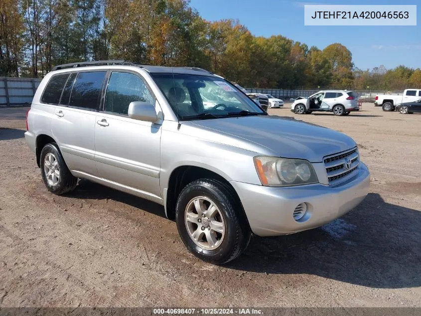 2002 Toyota Highlander V6 VIN: JTEHF21A420046563 Lot: 40698407