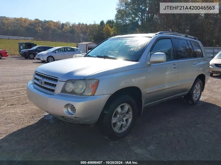 2002 Toyota Highlander V6 VIN: JTEHF21A420046563 Lot: 40698407