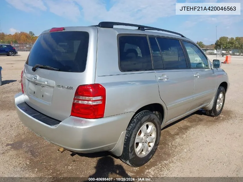 2002 Toyota Highlander V6 VIN: JTEHF21A420046563 Lot: 40698407