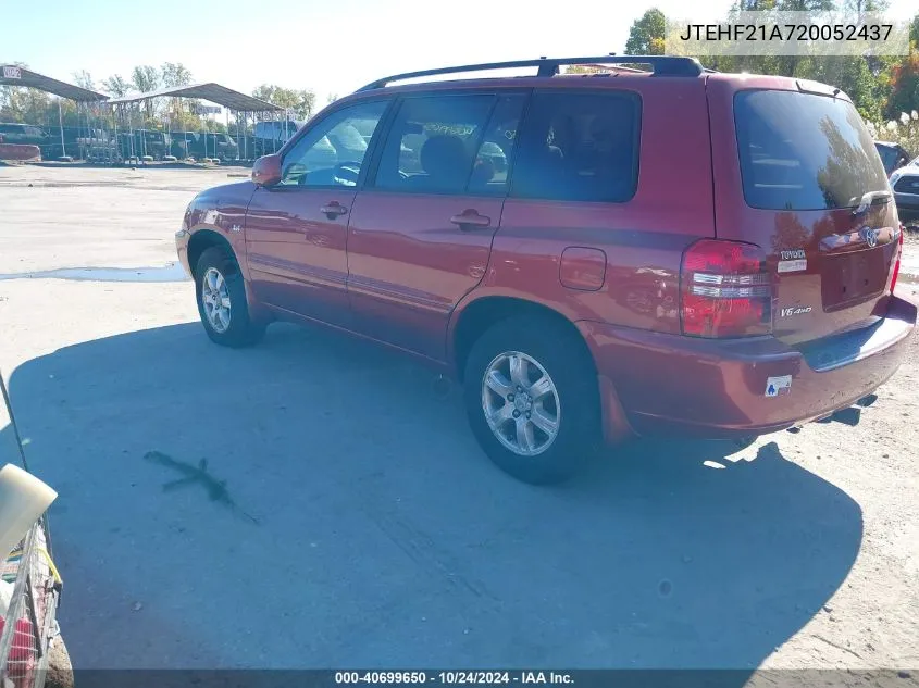 2002 Toyota Highlander V6 VIN: JTEHF21A720052437 Lot: 40699650