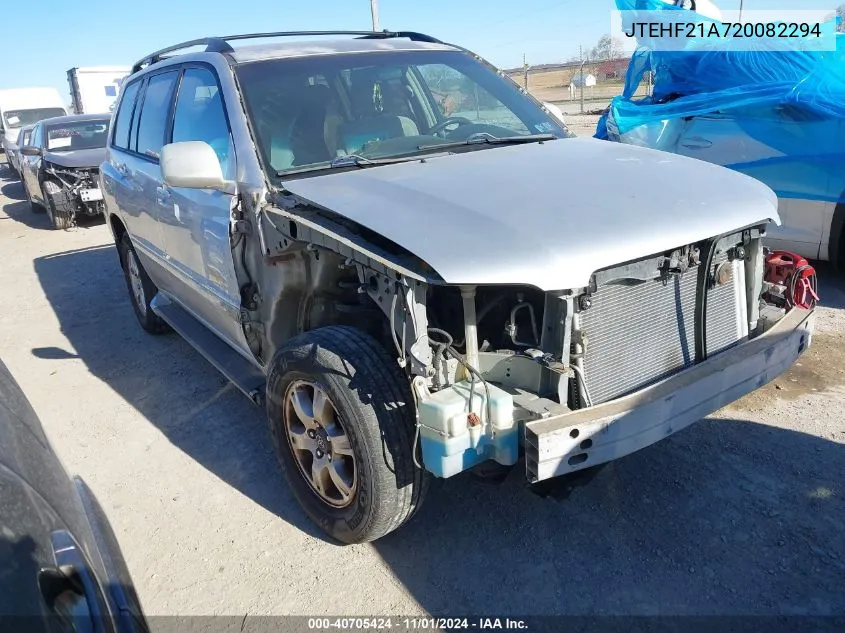 2002 Toyota Highlander V6 VIN: JTEHF21A720082294 Lot: 40705424