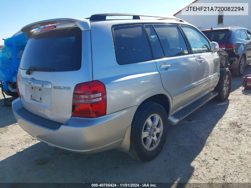 2002 Toyota Highlander V6 VIN: JTEHF21A720082294 Lot: 40705424