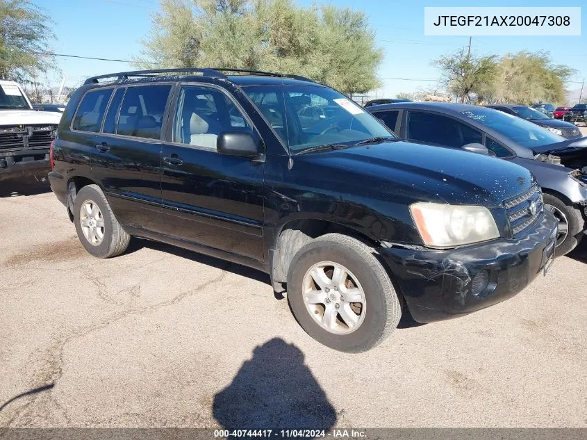 JTEGF21AX20047308 2002 Toyota Highlander V6