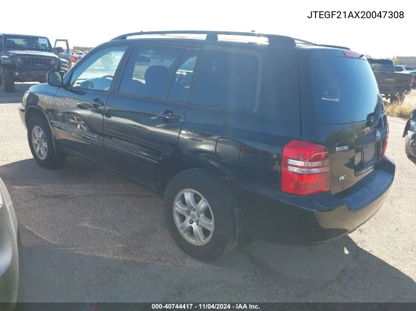 JTEGF21AX20047308 2002 Toyota Highlander V6