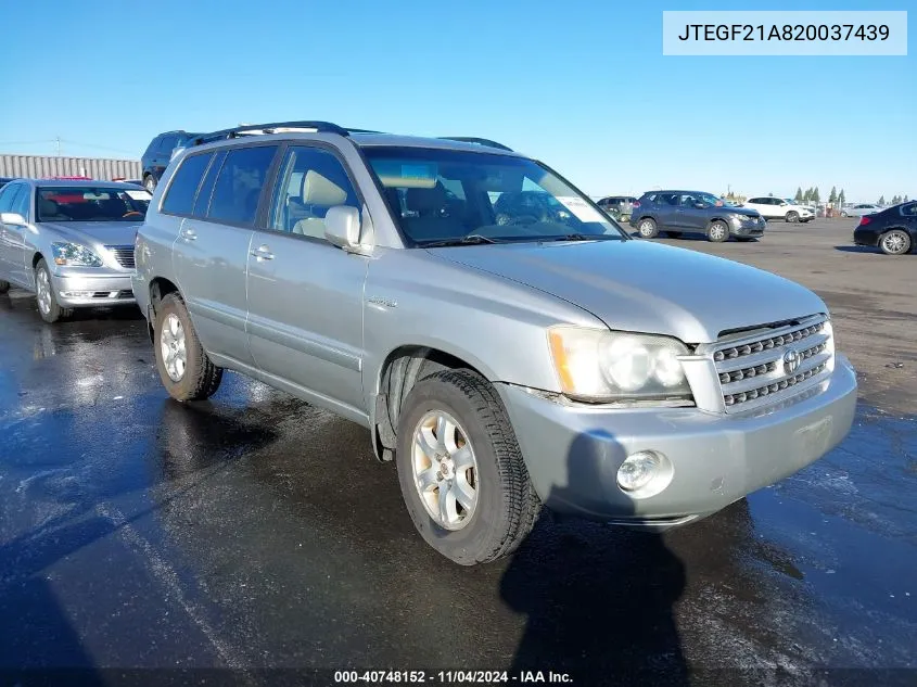 2002 Toyota Highlander Limited V6 VIN: JTEGF21A820037439 Lot: 40748152