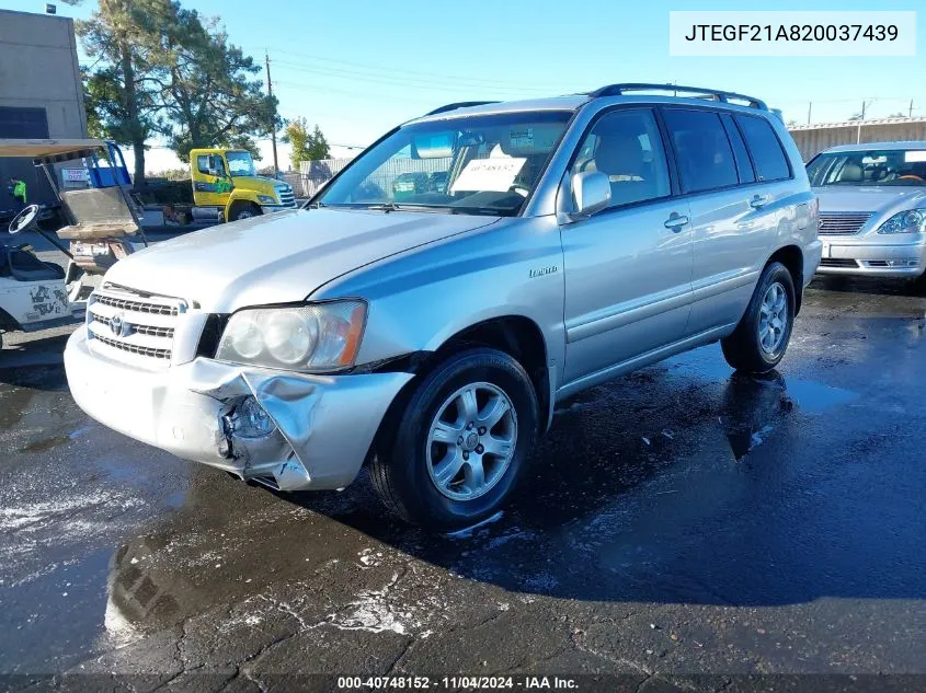 2002 Toyota Highlander Limited V6 VIN: JTEGF21A820037439 Lot: 40748152