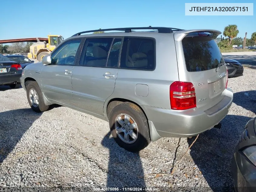 2002 Toyota Highlander Limited VIN: JTEHF21A320057151 Lot: 40875095