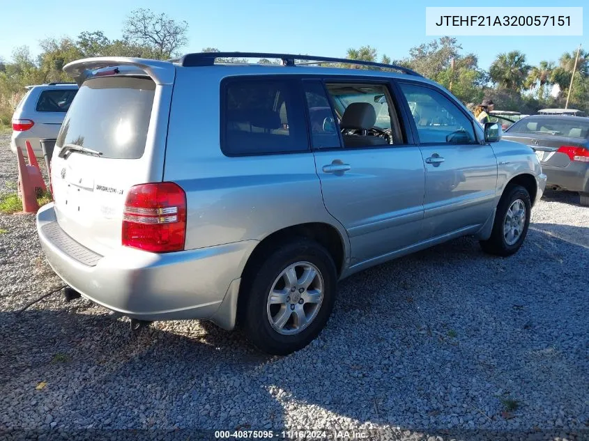 2002 Toyota Highlander Limited VIN: JTEHF21A320057151 Lot: 40875095