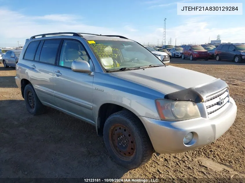 2003 Toyota Highlander Limited VIN: JTEHF21A830129284 Lot: 12123181