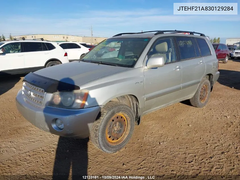 2003 Toyota Highlander Limited VIN: JTEHF21A830129284 Lot: 12123181