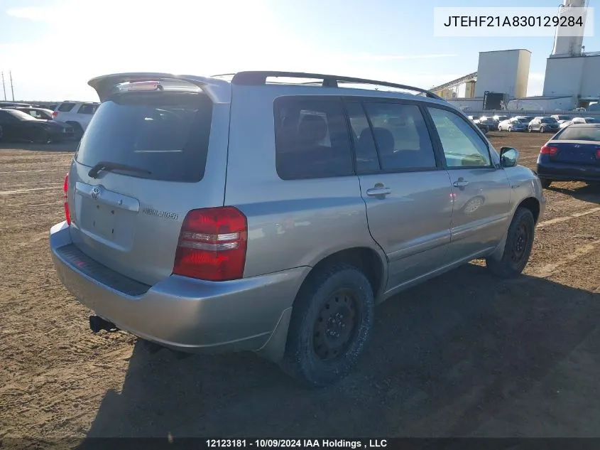 2003 Toyota Highlander Limited VIN: JTEHF21A830129284 Lot: 12123181