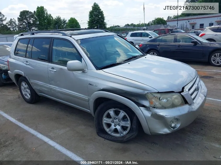 2003 Toyota Highlander Limited V6 VIN: JTEGF21A730075746 Lot: 39463171