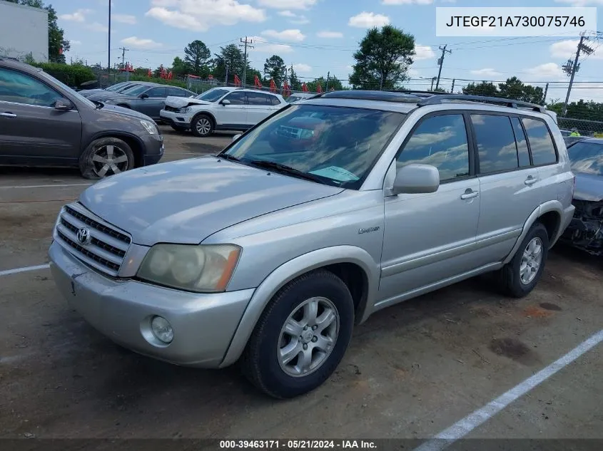 2003 Toyota Highlander Limited V6 VIN: JTEGF21A730075746 Lot: 39463171