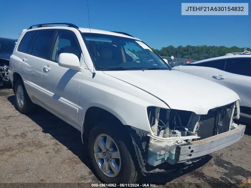 2003 Toyota Highlander V6 VIN: JTEHF21A630154832 Lot: 39614862