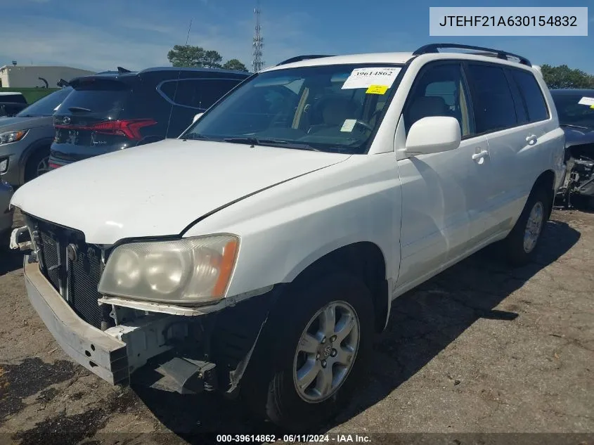 2003 Toyota Highlander V6 VIN: JTEHF21A630154832 Lot: 39614862