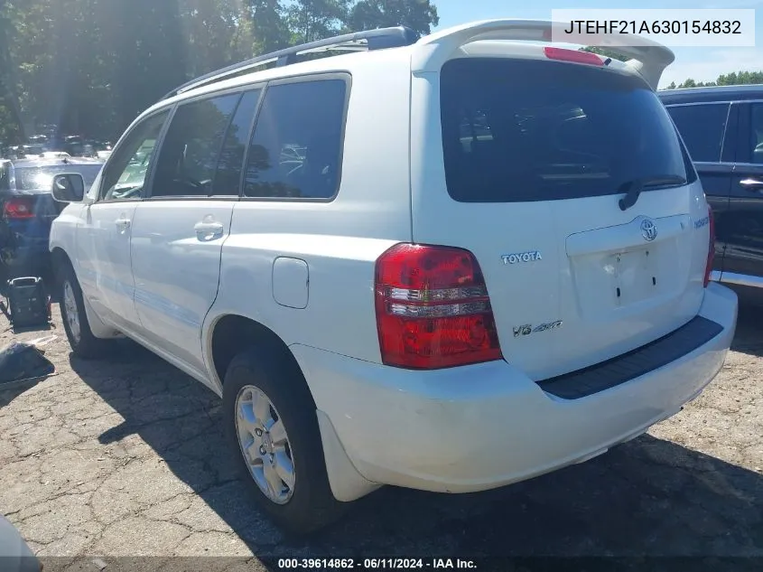 2003 Toyota Highlander V6 VIN: JTEHF21A630154832 Lot: 39614862