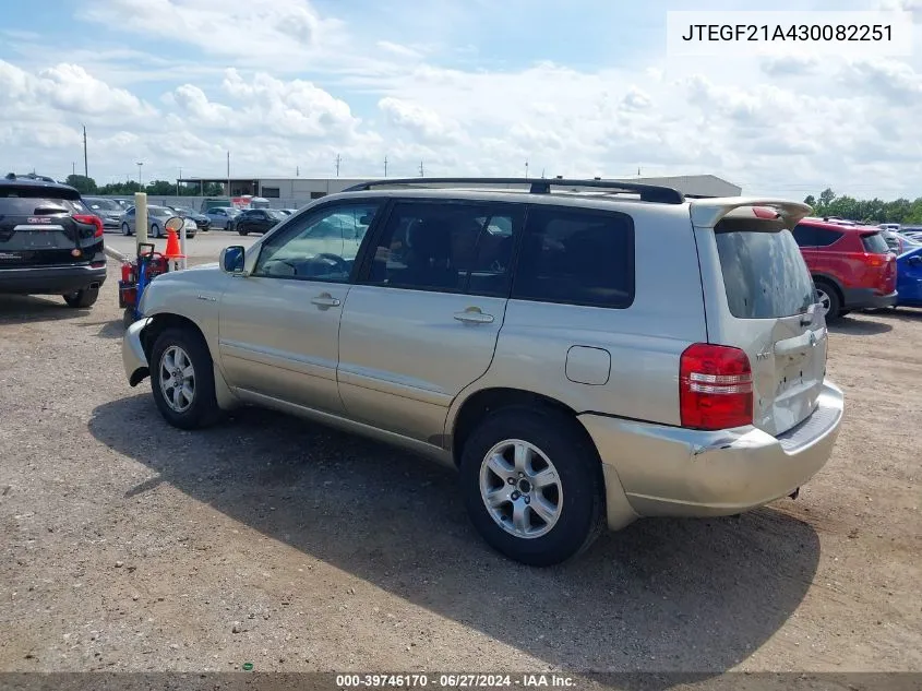 JTEGF21A430082251 2003 Toyota Highlander Limited V6