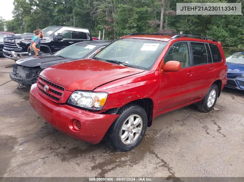 2003 Toyota Highlander V6 VIN: JTEHF21A230113341 Lot: 39997486