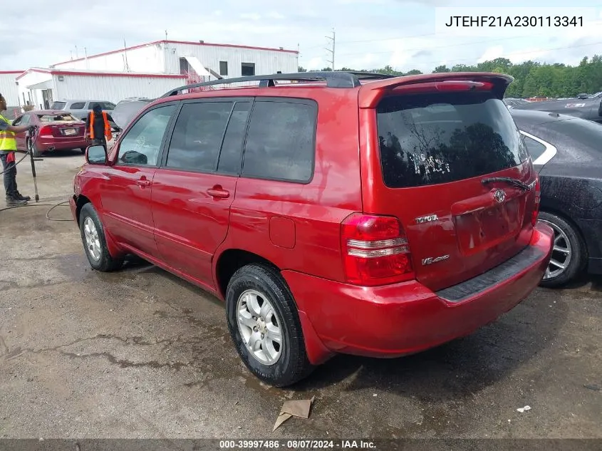 2003 Toyota Highlander V6 VIN: JTEHF21A230113341 Lot: 39997486