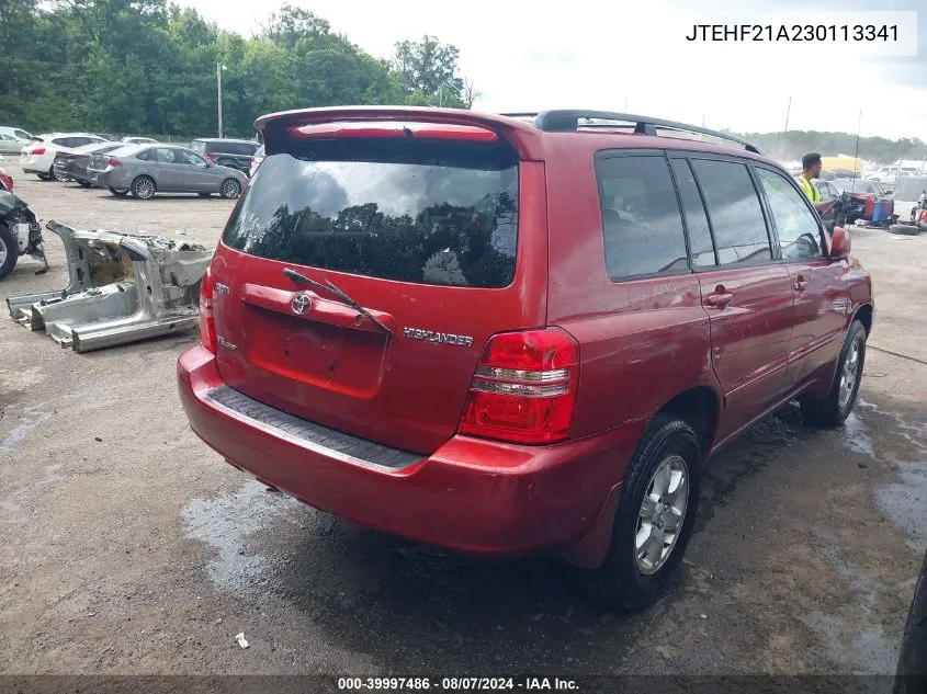 2003 Toyota Highlander V6 VIN: JTEHF21A230113341 Lot: 39997486