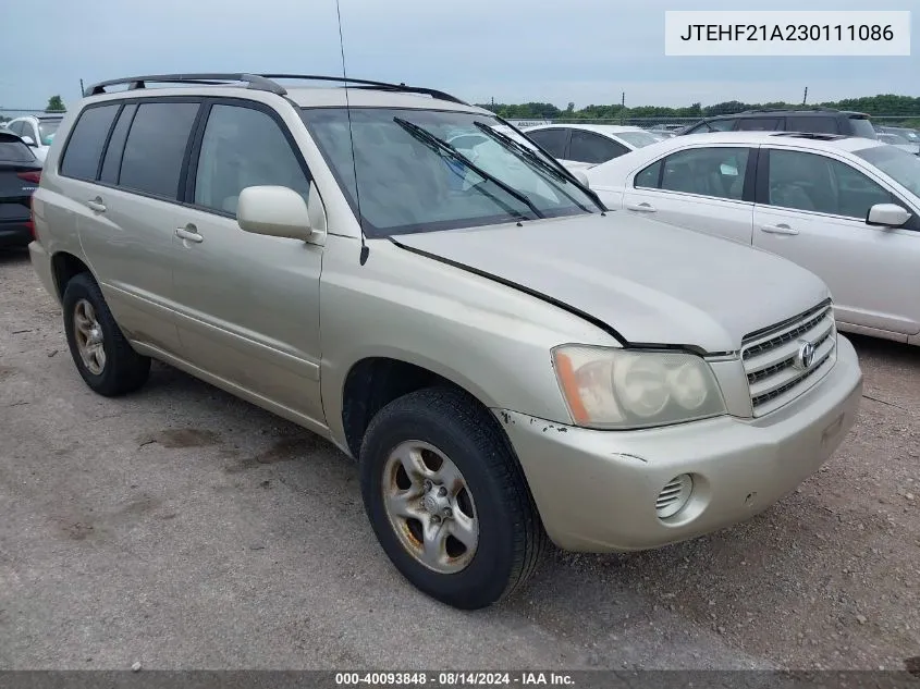 2003 Toyota Highlander V6 VIN: JTEHF21A230111086 Lot: 40093848