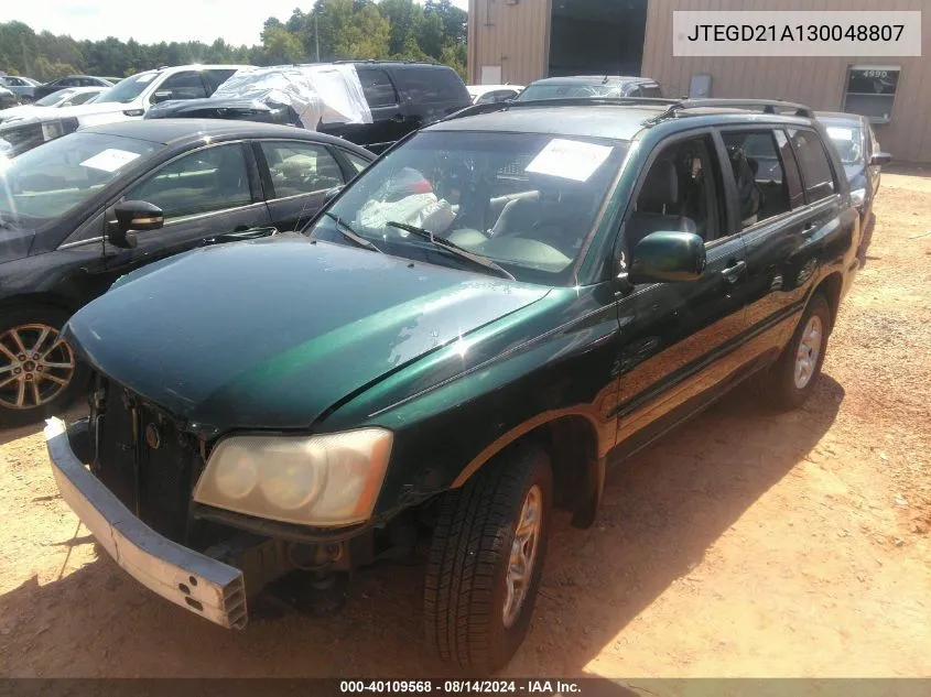 2003 Toyota Highlander VIN: JTEGD21A130048807 Lot: 40109568