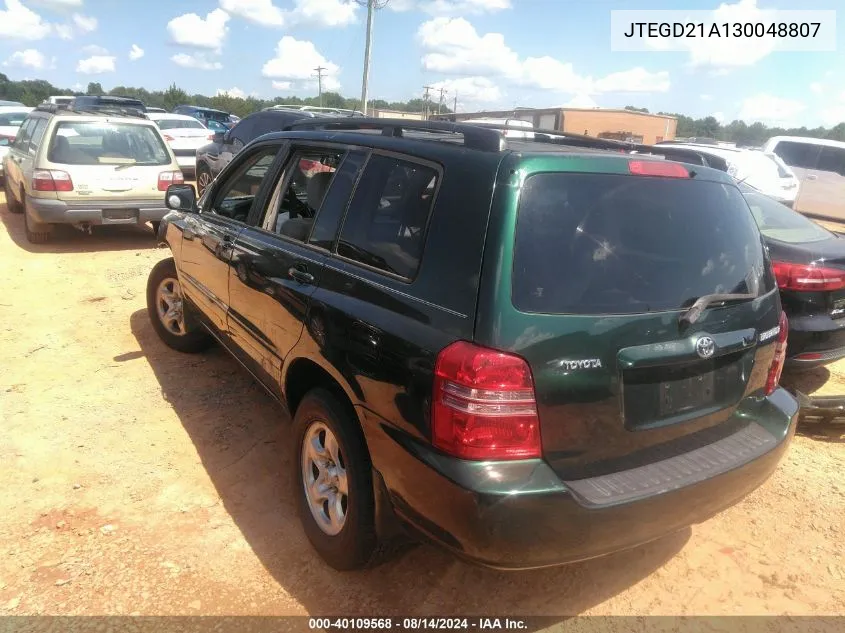 2003 Toyota Highlander VIN: JTEGD21A130048807 Lot: 40109568