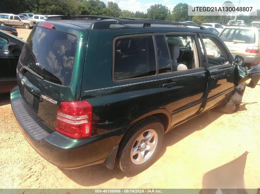 2003 Toyota Highlander VIN: JTEGD21A130048807 Lot: 40109568