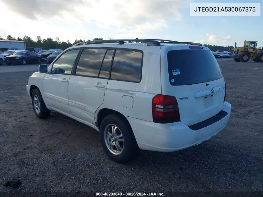 2003 Toyota Highlander VIN: JTEGD21A530067375 Lot: 40203049