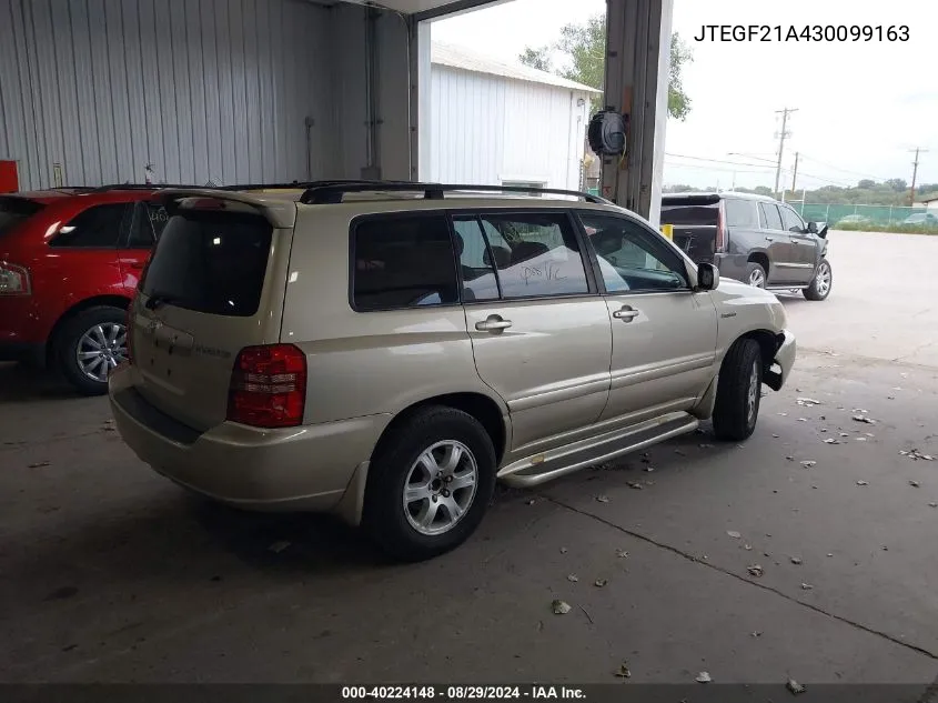 2003 Toyota Highlander Limited V6 VIN: JTEGF21A430099163 Lot: 40224148