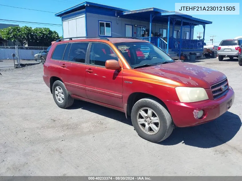 2003 Toyota Highlander Limited V6/V6 VIN: JTEHF21A230121505 Lot: 40233374