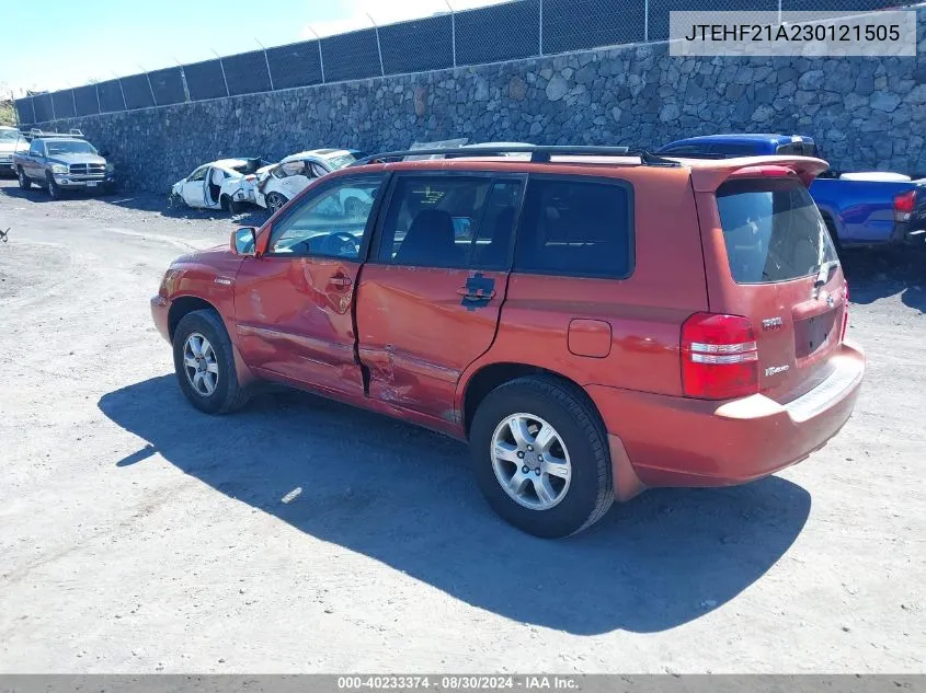 2003 Toyota Highlander Limited V6/V6 VIN: JTEHF21A230121505 Lot: 40233374