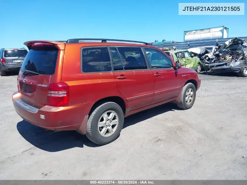 2003 Toyota Highlander Limited V6/V6 VIN: JTEHF21A230121505 Lot: 40233374