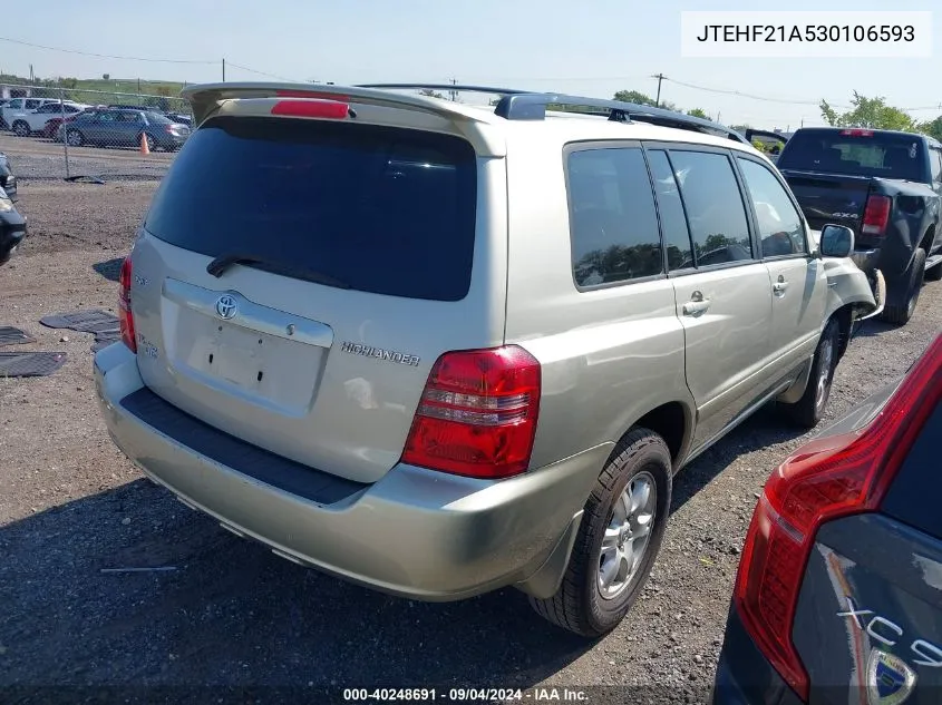 2003 Toyota Highlander Limited VIN: JTEHF21A530106593 Lot: 40248691