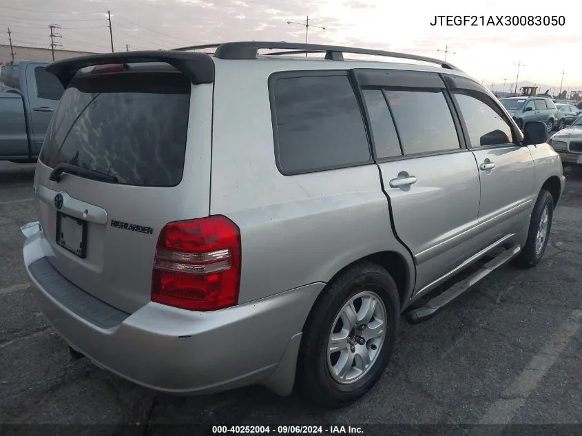 2003 Toyota Highlander V6 VIN: JTEGF21AX30083050 Lot: 40252004