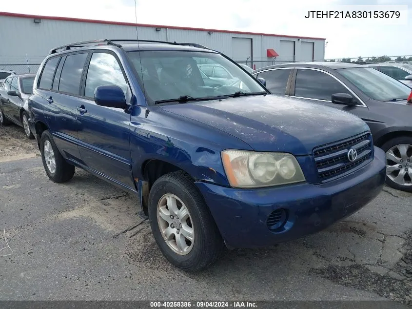 2003 Toyota Highlander V6 VIN: JTEHF21A830153679 Lot: 40258386