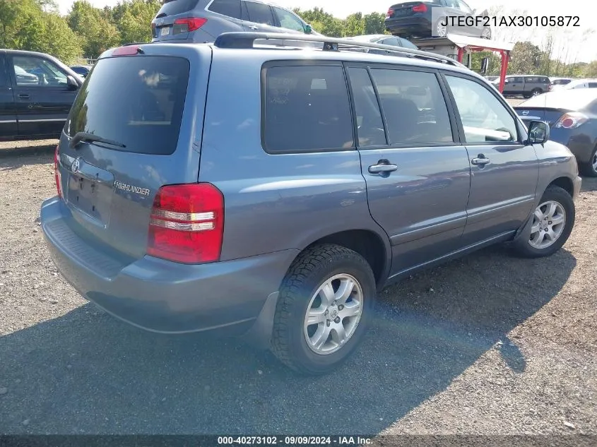 2003 Toyota Highlander V6 VIN: JTEGF21AX30105872 Lot: 40273102