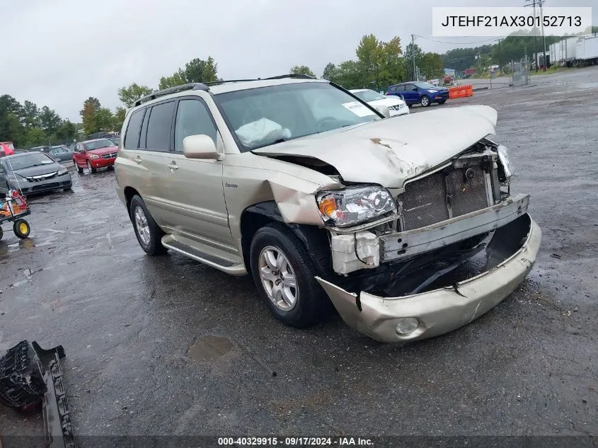 2003 Toyota Highlander Limited V6 VIN: JTEHF21AX30152713 Lot: 40329915