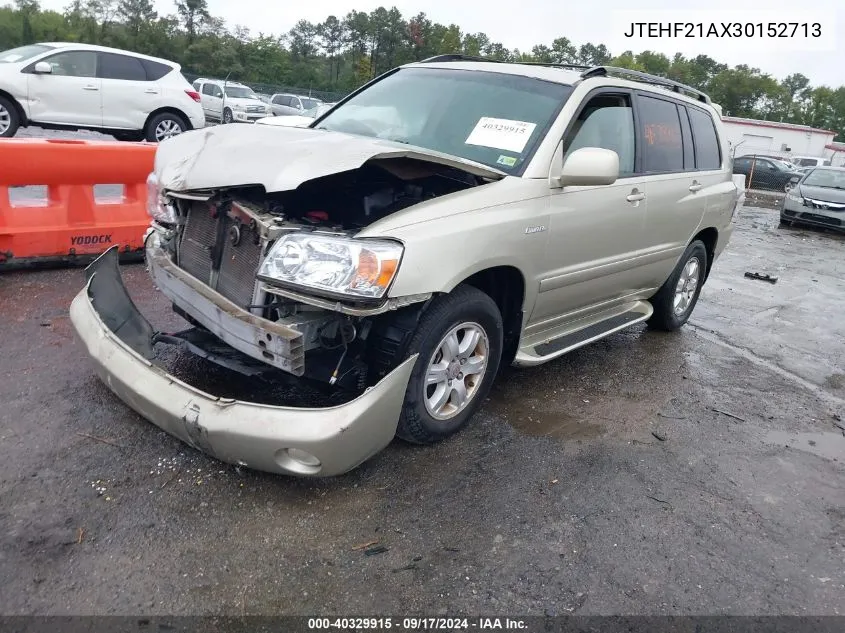 2003 Toyota Highlander Limited V6 VIN: JTEHF21AX30152713 Lot: 40329915