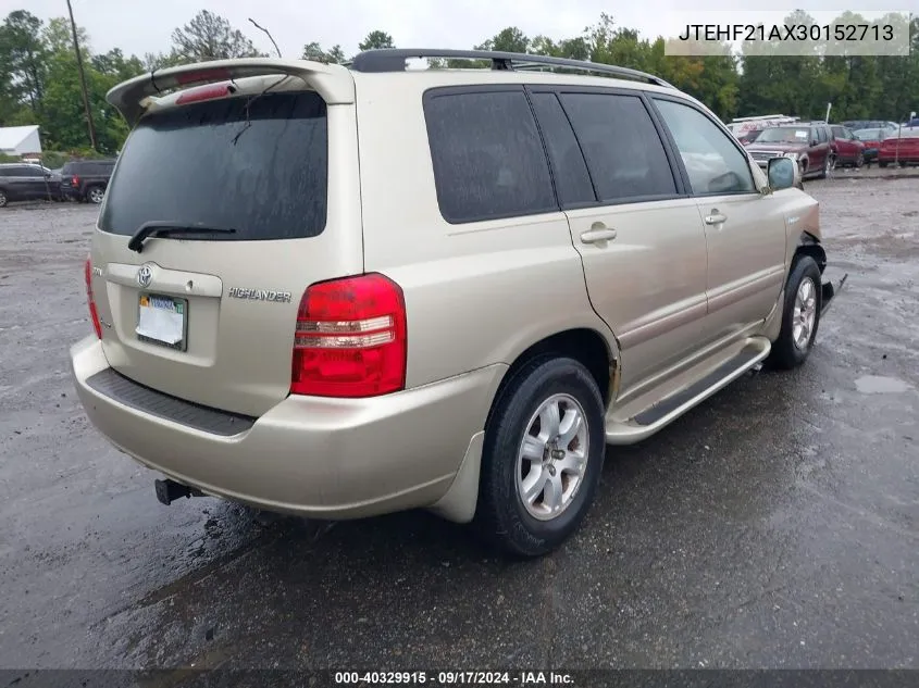 2003 Toyota Highlander Limited V6 VIN: JTEHF21AX30152713 Lot: 40329915