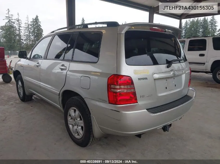 2003 Toyota Highlander Limited VIN: JTEHF21A430156305 Lot: 40338691