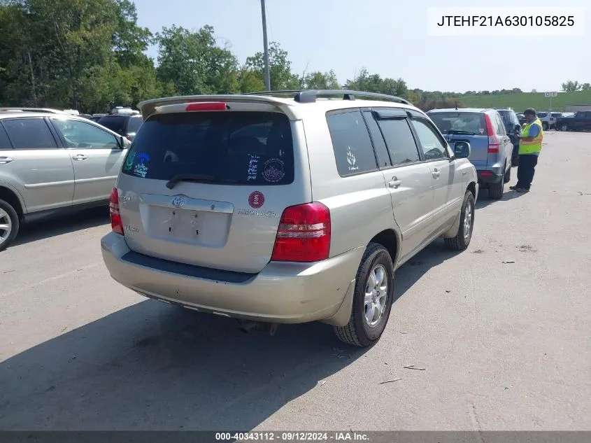 2003 Toyota Highlander Limited V6 VIN: JTEHF21A630105825 Lot: 40343112