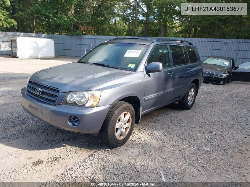 2003 Toyota Highlander V6 VIN: JTEHF21A430153677 Lot: 40361544