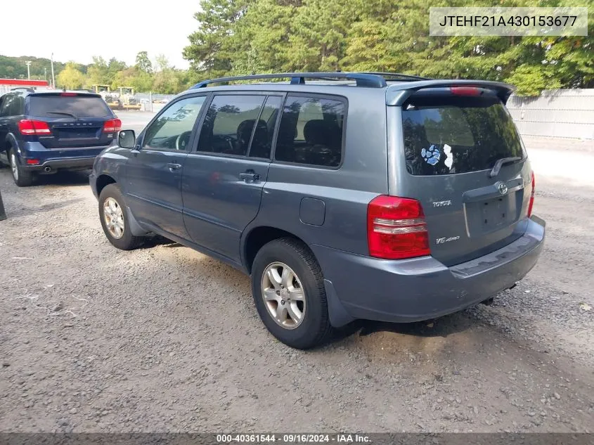 2003 Toyota Highlander V6 VIN: JTEHF21A430153677 Lot: 40361544