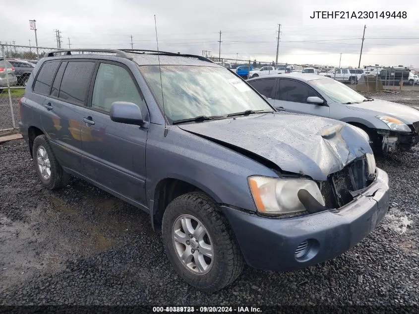 2003 Toyota Highlander V6 VIN: JTEHF21A230149448 Lot: 40389723