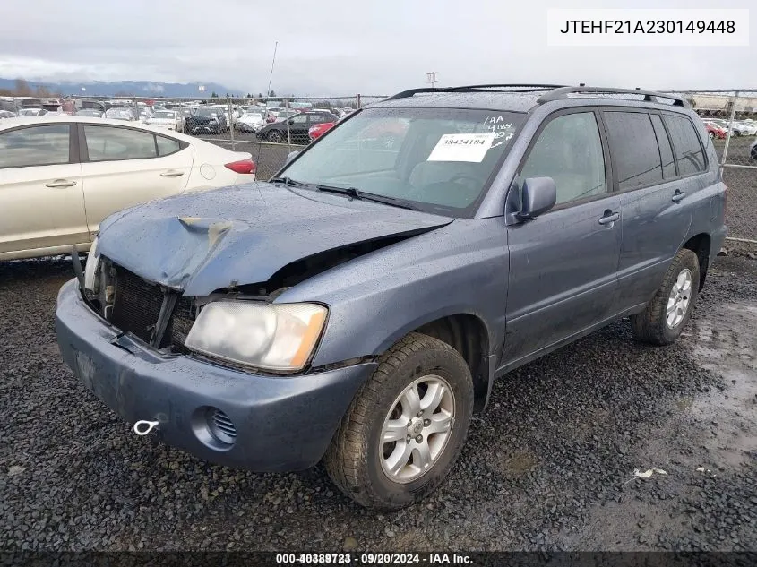 2003 Toyota Highlander V6 VIN: JTEHF21A230149448 Lot: 40389723