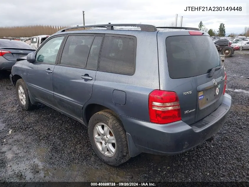 2003 Toyota Highlander V6 VIN: JTEHF21A230149448 Lot: 40389723